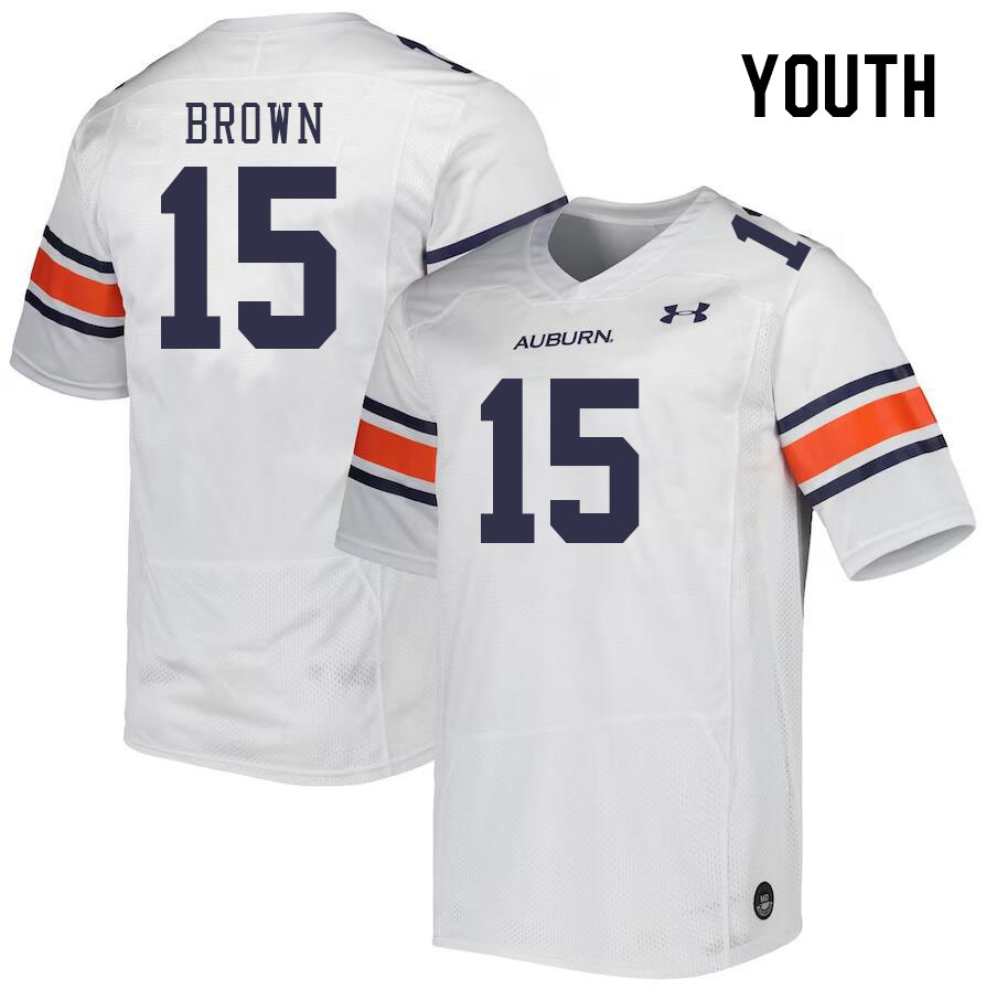 Youth #15 Hank Brown Auburn Tigers College Football Jerseys Stitched Sale-White